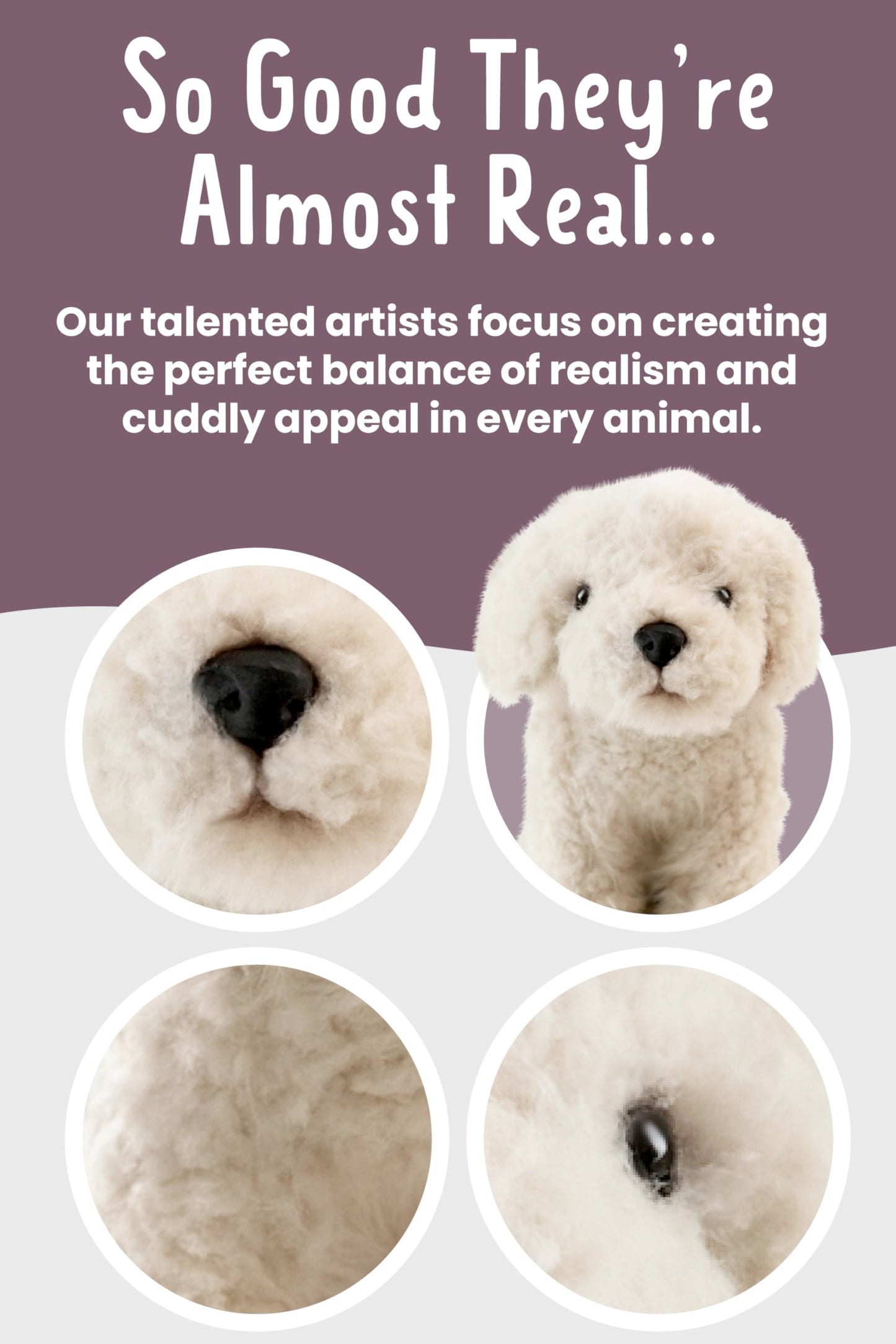 Living Nature Labradoodle, Realistic Soft Cuddly Dog Toy, Naturli Eco-Friendly Plush, 25cm
