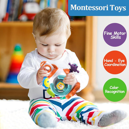 Montessori Sensory Toys for Toddlers 1-3 - Travel Activities Busy Board Cube - Baby Gifts for 18+ Months 1 2 One Year Old Infant Boys Girls - Airplane Plane Car Travel Toys Educational Learning