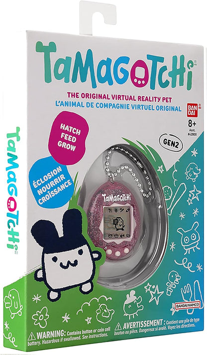 TAMAGOTCHI Bandai Original Pink Glitter Shell Original Cyber Pet 90s Adults And Kids Toy With Chain | Retro Virtual Pets Are Great Boys And Girls Toys Or Gifts For Ages 8+