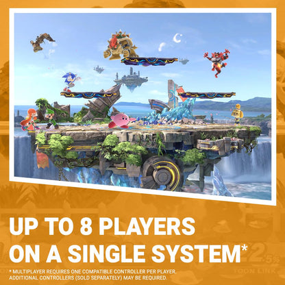 Nintendo Super Smash Bros. Ultimate game box for Nintendo Switch, featuring colorful artwork of popular characters on the front.