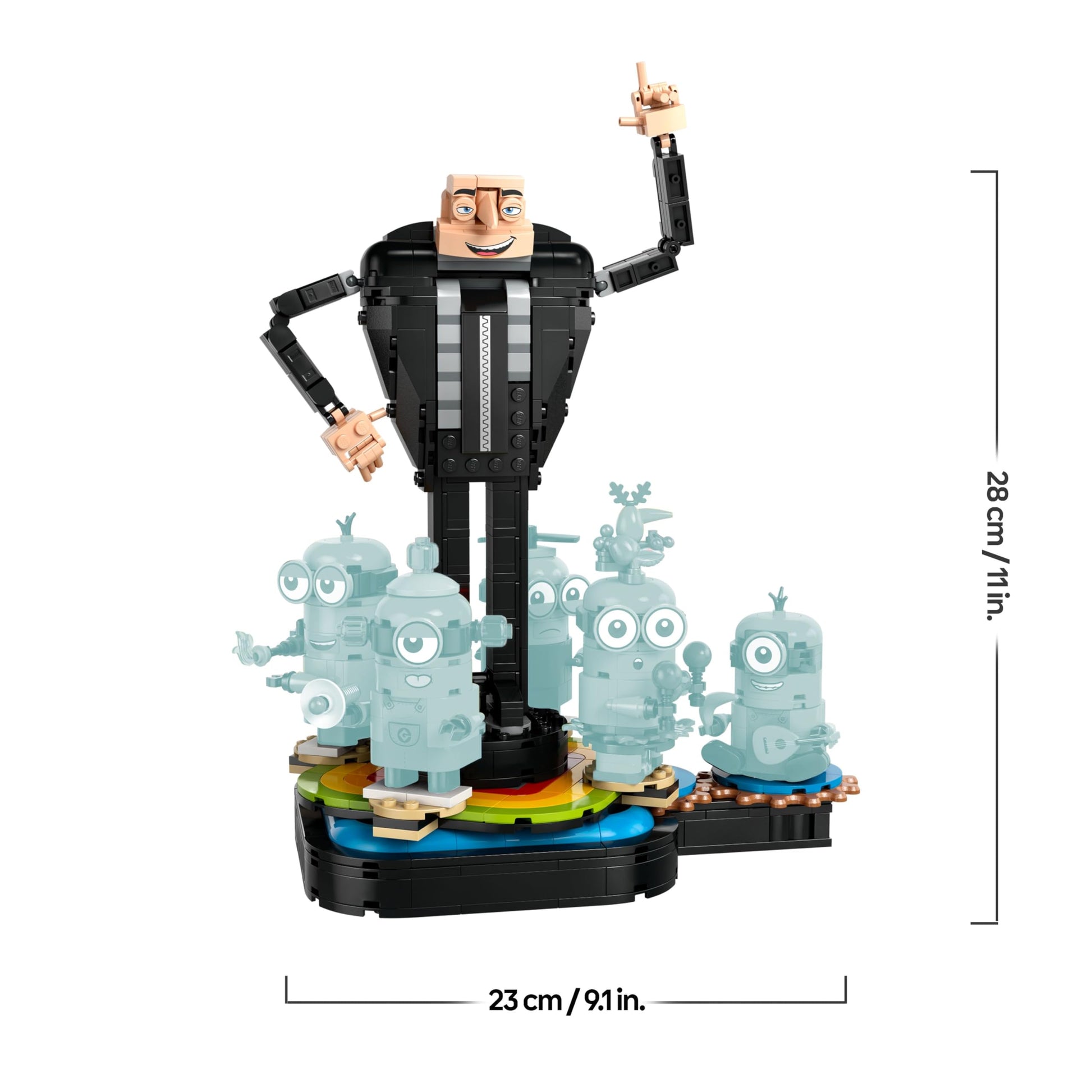 LEGO Despicable Me playset featuring buildable Gru and Minions figures for kids aged 9 and up, ideal for independent play.