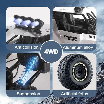 Jiakora RC Trucks Cars Remote Control Car 1:12 Off-Road Monster Truck,Metal Shell 4WD Dual Motors LED Headlight Rock Crawler,2.4Ghz All Terrain Hobby Truck with 2 Batteries for 60 Min Play,Kids/Boys &