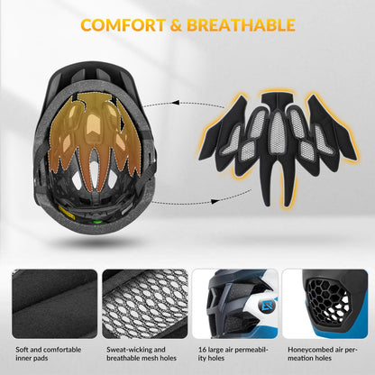 ROCKBROS Kids Helmet Toddlers Bike Full Face Helmet for Baby Child Youth BMX MTB Scooter Roller Skating Skateboard Adjustable Breathable Safety Crash Impact Resistance S: 48-54 cm, M: 54-58 cm