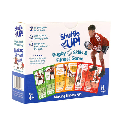 Shuffle Up Rugby Games - Family Games with 70+ Fun & Active Fitness Workout Cards, Stocking Fillers, Rugby Training Equipment Aid, Rugby Gifts for Boys & Girls