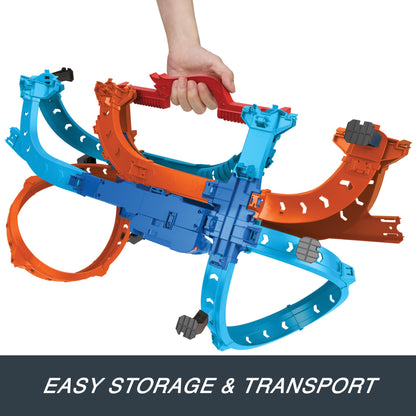 Hot Wheels Toy Car Track Set, Ultra Hots Blast Launch Face-Off with 2 1:64 Scale Vehicles, Head-to-Head Racing & Stunting, 2 Kid-Powered Launchers, HXR71