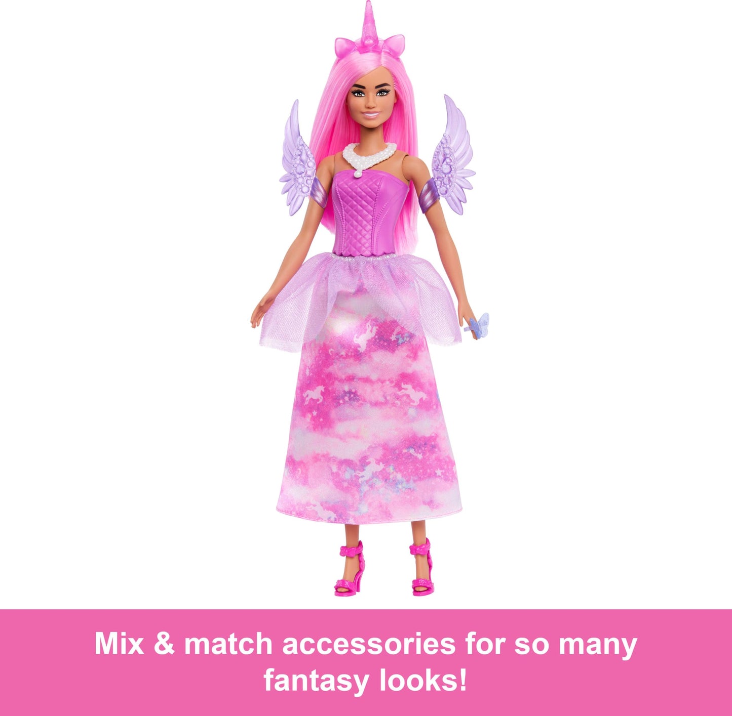 Barbie Advent Calendar with Doll & 24 Surprise Toy Accessories Including Unicorn & Pets, Transform Fashion Doll into Mermaid, Fairy & More, JFL66