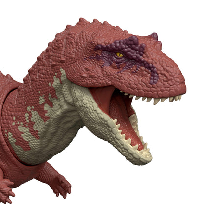 Mattel Jurassic World Rebirth Wild Roar Dinosaur Toy, Aucasaurus with Tail Controlled Chomp, Posable Multi Direction Attack & Sound, Digital Play, JGB88
