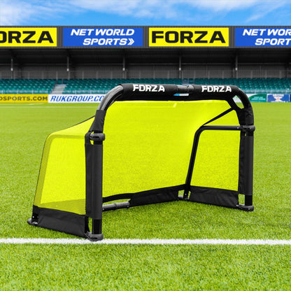 FORZA POD Goal - PRO ALU50 Folding Football Goal | Fold-Away & Freestanding Target Goals | Carry Bag Included - Multiple Sizes & Colours (Yellow, 3ft x 2ft)