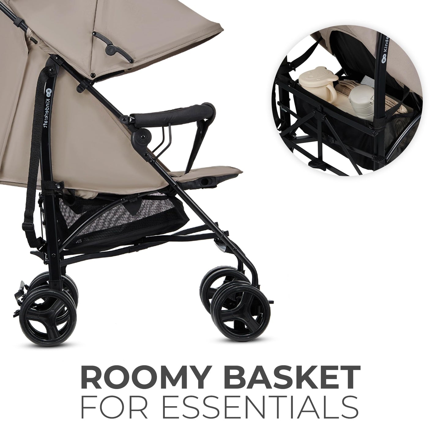 Kinderkraft TIK Lightweight Stroller, Travel Buggy, Sports Stroller, Lightweight - 6.5 kg, Easy Folding and Transport, Ajustable Backrest, from 6 Months up to 17 kg, Beige