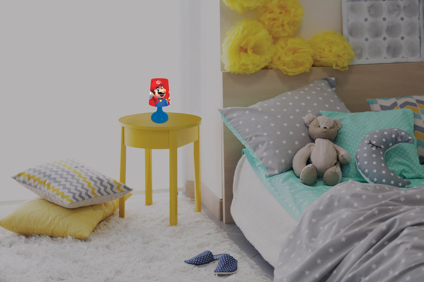 Red LEXIBOOK cordless mini bedside lamp and nightlight featuring Nintendo design, perfect for cozy night-time lighting.