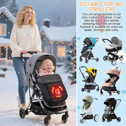 Rppiup Footmuff for Pushchair Universal, Soft Cosy Universal Footmuff for Stroller with Ultra-fine Fleece Lining, Waterproof Windproof Pushchair & Pram Footmuffs for Pushchair Stroller Buggy (Black)