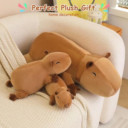 SQEQE Weighted Capybara Plush, Anxiety Relief Stuffed Animal, Soft Capybara Pillow Toy Gift for Kids & Adults, 25CM