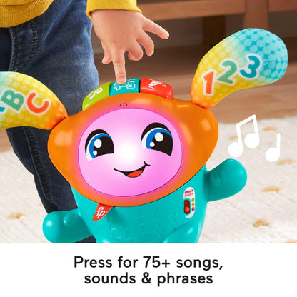 Fisher-Price DJ Bouncin’ Beats baby musical learning toy featuring colorful buttons and interactive music controls.