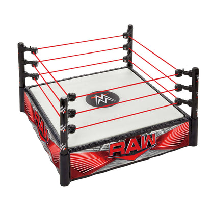 Mattel WWE Superstar Ring with Labels for Main Event & RAW, Spring-Loaded Mat & Pro Tension Elastic Ropes, JDJ20