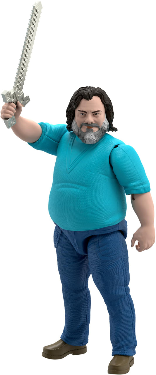Mattel Minecraft Large-Scale Action Figure, 12-inch Posable Steve Toy Collectible Inspired by A Minecraft Movie, JGG67