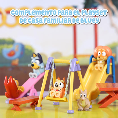 Bluey - Playset, Playset with 5 Series Character Figures and Park Accessories, Swing, Slide, Rocker and Picnic Table, Boys and Girls + 3 Years, Famous (BLY51000)