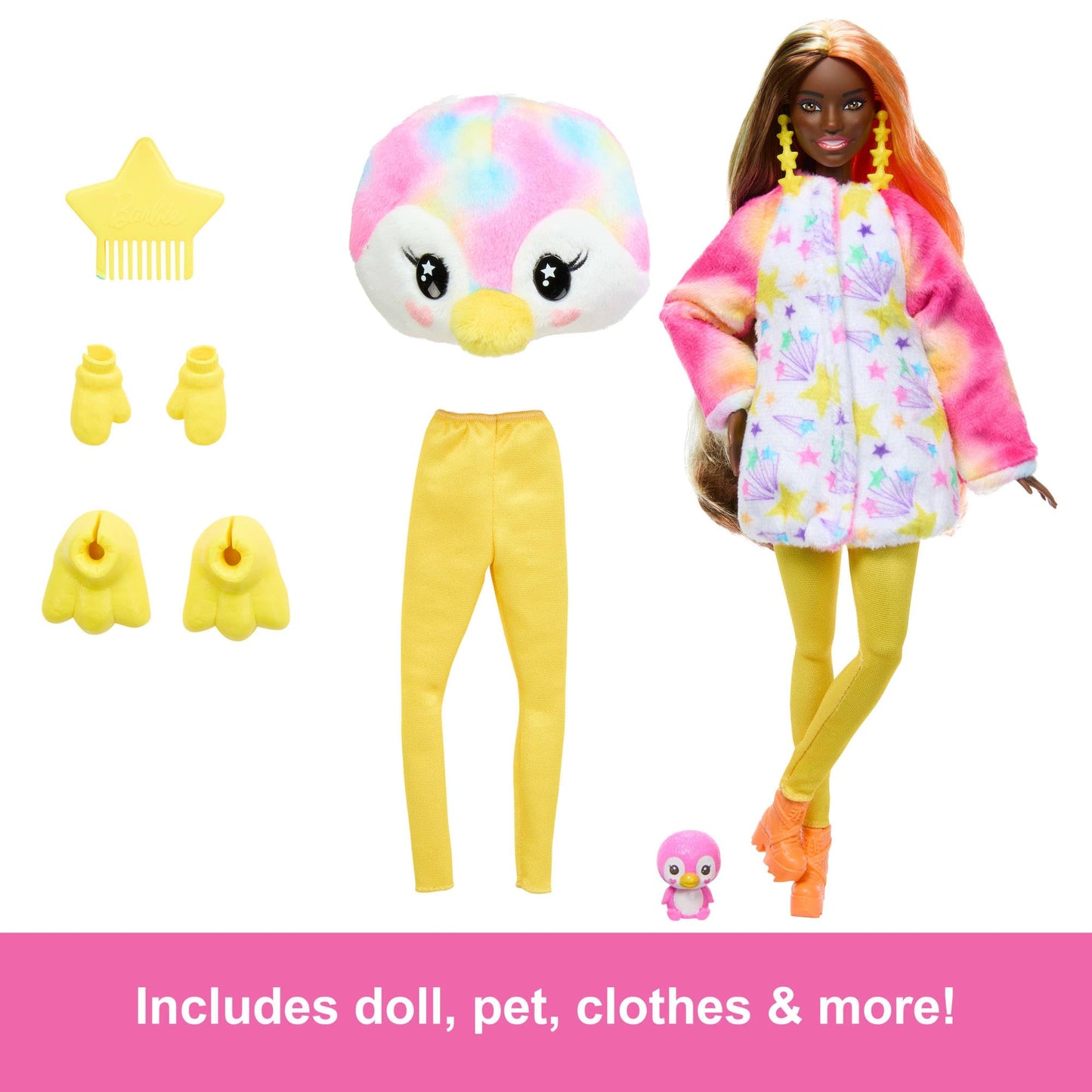 Barbie Cutie Reveal Doll & Accessories with Tie-Dyed Penguin Plush Costume & 10 Surprises Including Color Change, Color Dream Series, HRK40
