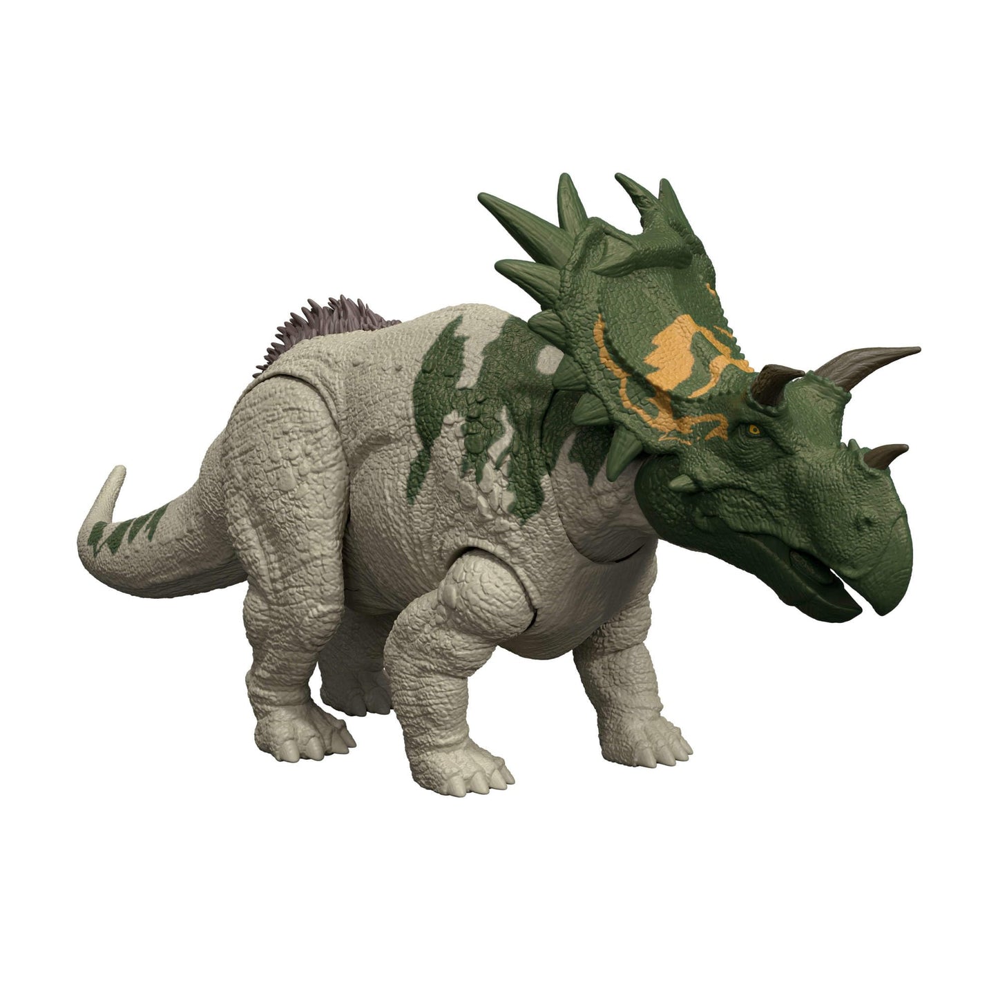 Mattel Jurassic World Rebirth Wild Roar Dinosaur Toy, Spiclypeus Posable Figure, Tail-Controlled Head Butt & Thrash Attack & Sound, Digital Play, JGB89