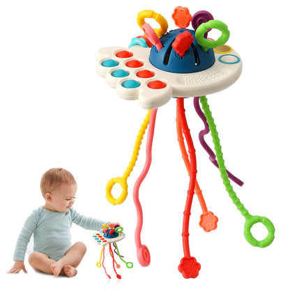 Tbotfip Montessori Toys, Silicone Pull String Activity Toy, Sensory Toys for Toddlers, Travel Toys for Babies, Early Development Baby Toys Fine Motor Skills Toys for 18+ Months