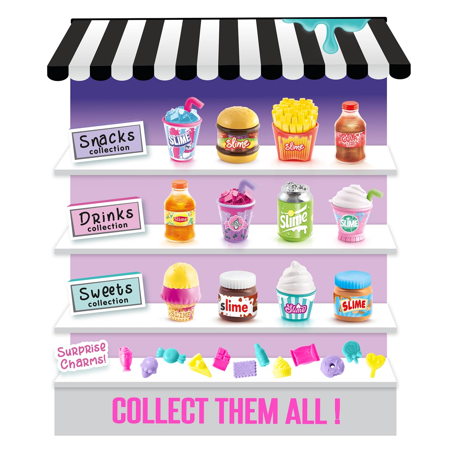 Colorful mini market case with Canal Toys So Slime DIY slime, featuring collectible shakers and a fun, mess-free slime for kids.