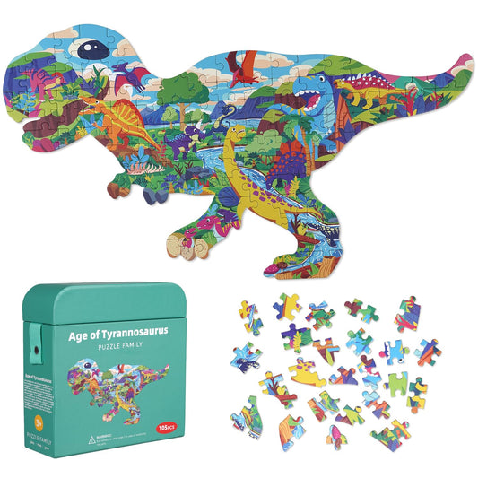 Tyrannosaurus Rex Jigsaw Puzzle for Kids, 105 Pieces Jigsaw Puzzle with Large Pieces for Kids Age 4 5 6 7 8 9 10 Years.