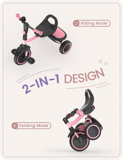 Pink besrey kids tricycle for toddlers aged 18 months to 5 years, with a sturdy frame and three wheels for young children.