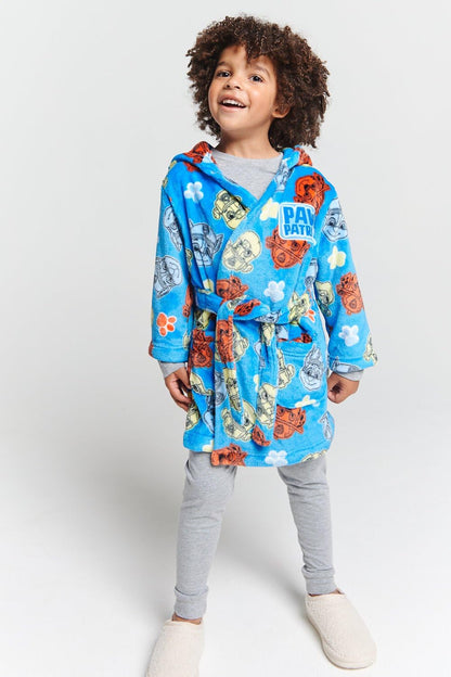 Paw Patrol Boys Dressing Gown – Cosy Fleece Robe Featuring Chase, Marshall & Rubble – Blue Character Nightwear | 100% Recycled Polyester | Toddler Boys (Ages 1–5)