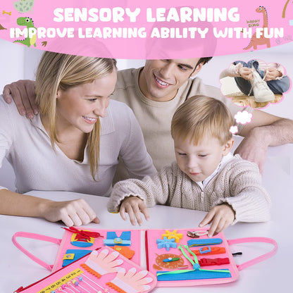 TuDou Montessori busy board for toddlers with sensory activities, fine motor skills, travel toy, suitable for ages 1-5 and autism.