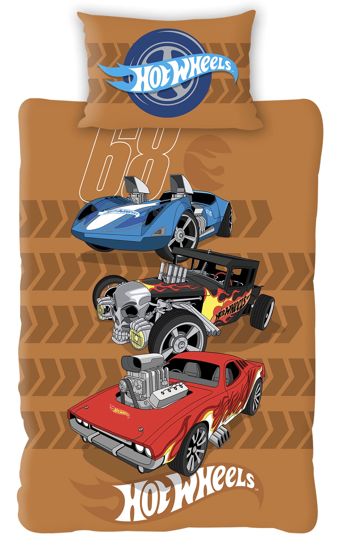 Hot Wheels Dino City single duvet cover set featuring vibrant dinosaur graphics and reversible design with pillowcase.