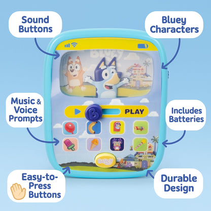 Bluey Interactive Tablet & Remote Control Toy Set – Pretend Play Phone & Learning Tablet for Toddlers – Musical Sound Buttons, Sliding Fun Features (Bluey's Tablet)