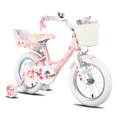 STITCH Unicorn 14 Inch Girls Bike for 3-5 Years Old Kids, 14 Inch Girls Bike with Basket& Doll Seat,Pink