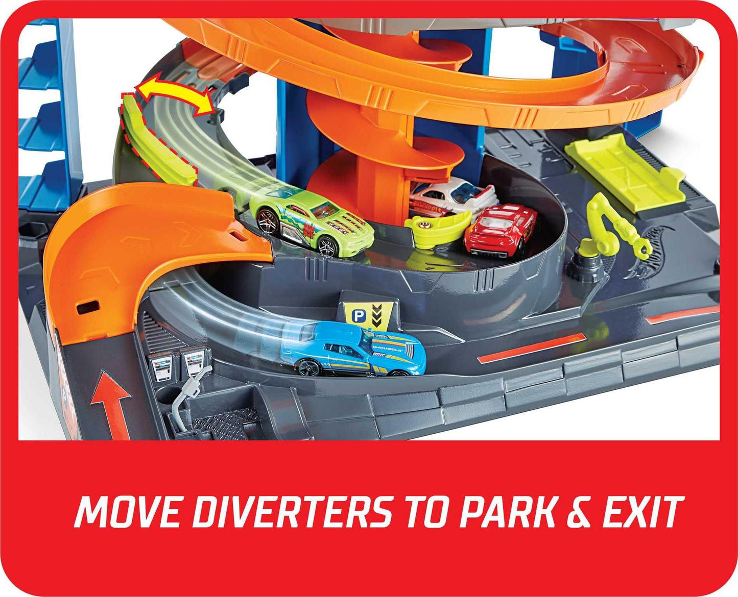 Hot Wheels City Mega Garage Playset with Corkscrew Elevator & Storage for 60+ Cars, Includes 1 Hot Wheels 1:64 Scale Vehicle, Gift for Kids 4 Years Old & Up, HFH03