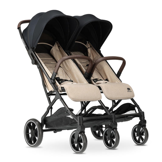 Deryan Rolo X2 XL Pushchair Buggy 2 in 1 - Buggy Small Foldable - Birth to 4 Years - Baby Pram per Seat Maximum Load 22 kg - Children's Buggy Foldable - Compact and Foldable - Nougat