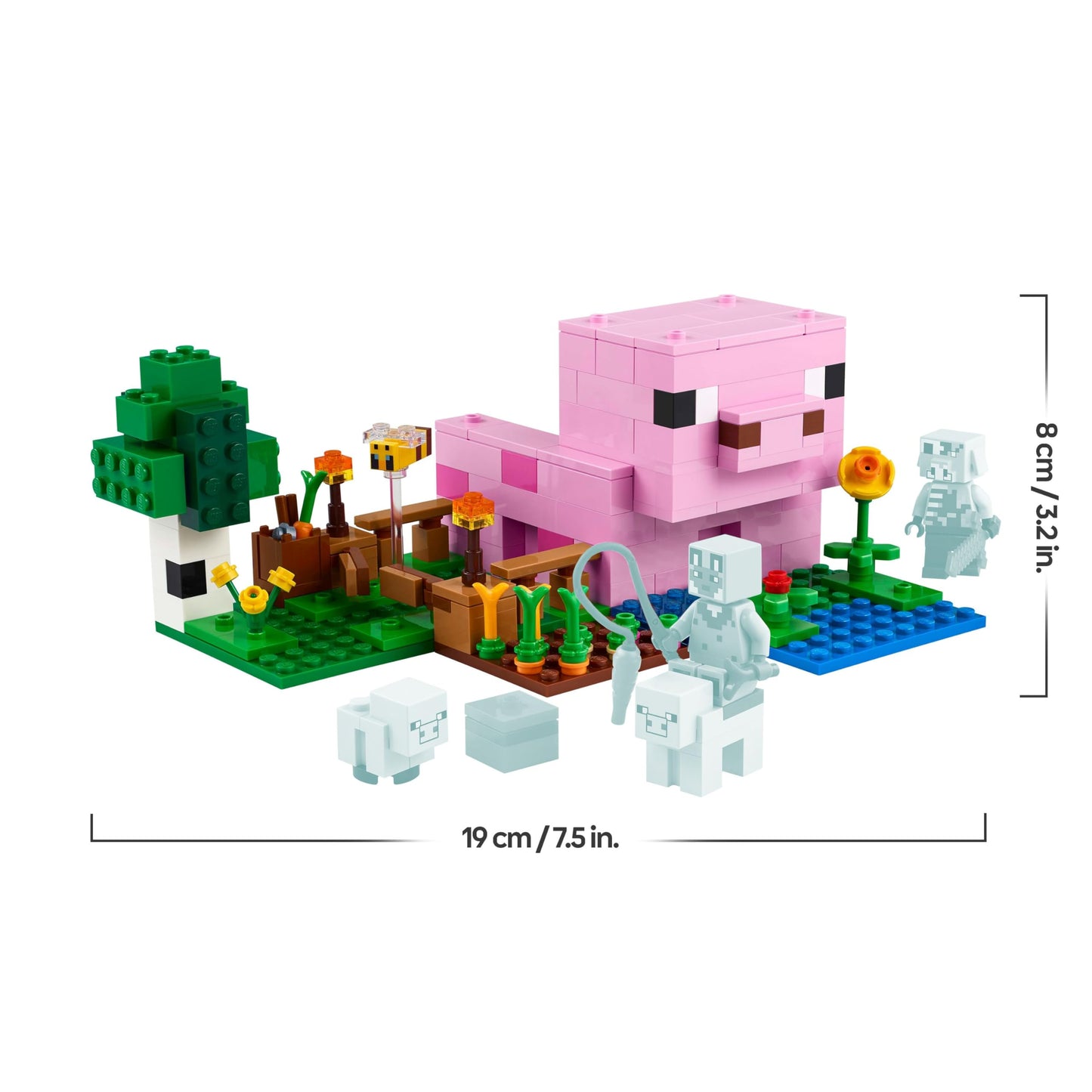 LEGO Minecraft The Baby Pig House Toy - Building Set incl. a Hero Figure, Mobs, a Farm & Forest Biome - Gaming Gift for 7+ Year Old Girls & Boys - 21268