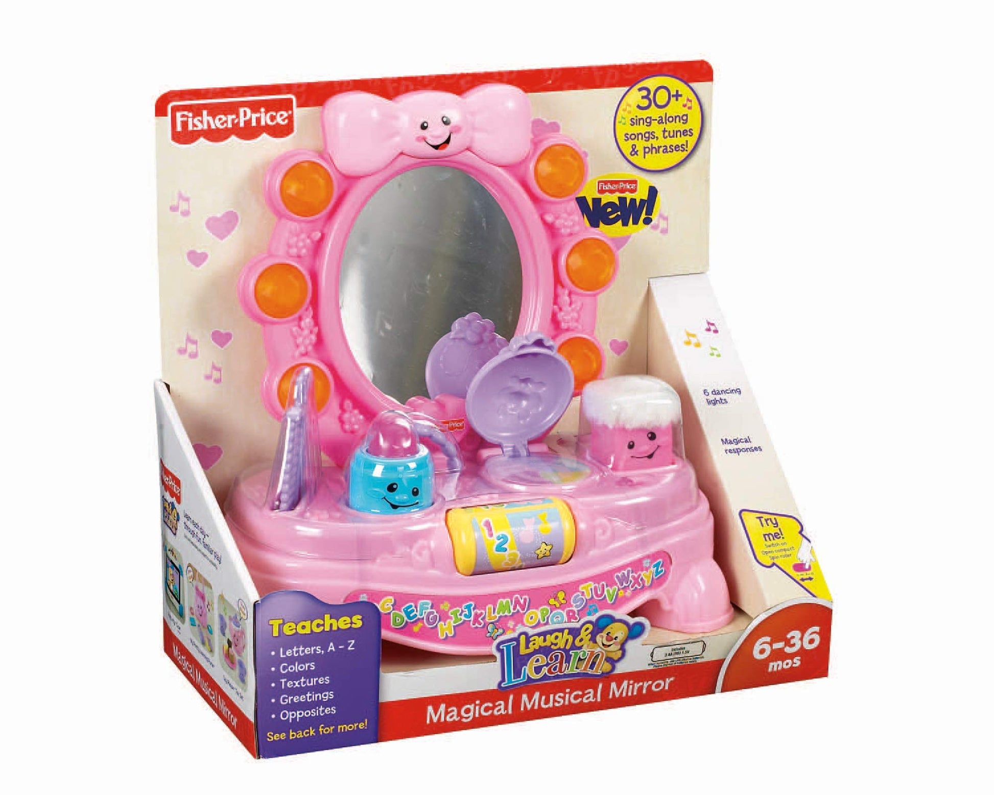 Fisher Price Laugh and Learn Magical Musical Mirror by Mattel featuring colorful lights and interactive learning elements for kids.
