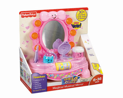 Fisher Price Laugh and Learn Magical Musical Mirror by Mattel featuring colorful lights and interactive learning elements for kids.