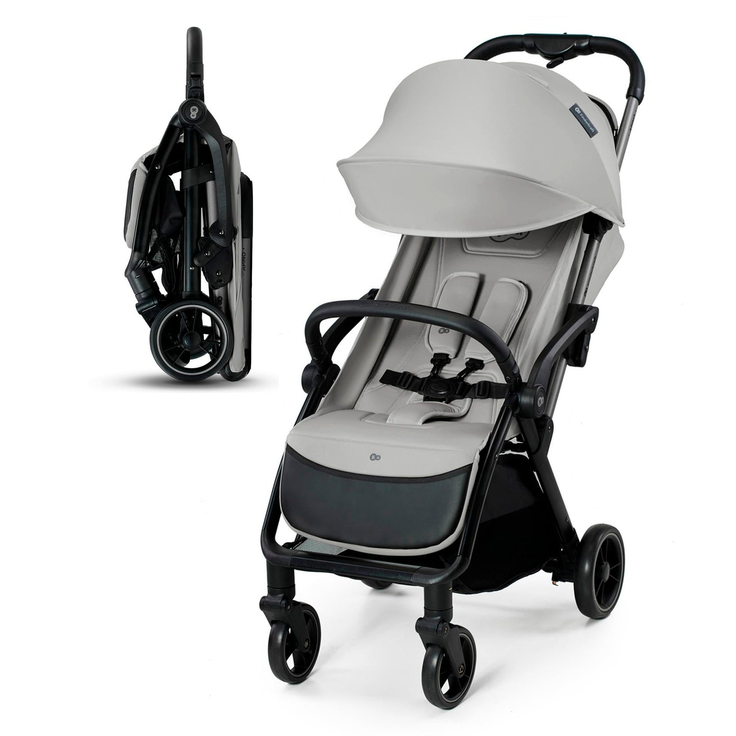 Kinderkraft APINO Pushchair, Reclining Buggy, Sports Pushchair, Lightweight, Gray