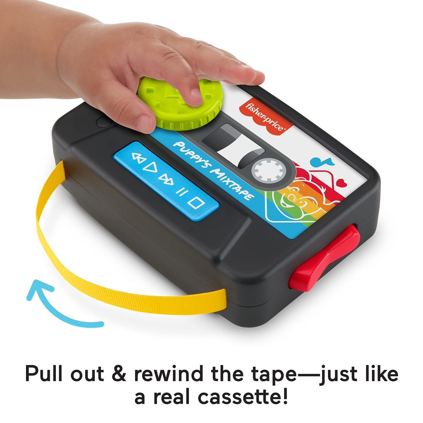 Fisher-Price Laugh & Learn Puppy’s Mixtape toy with colorful buttons and a smiling puppy figure for interactive play and learning.