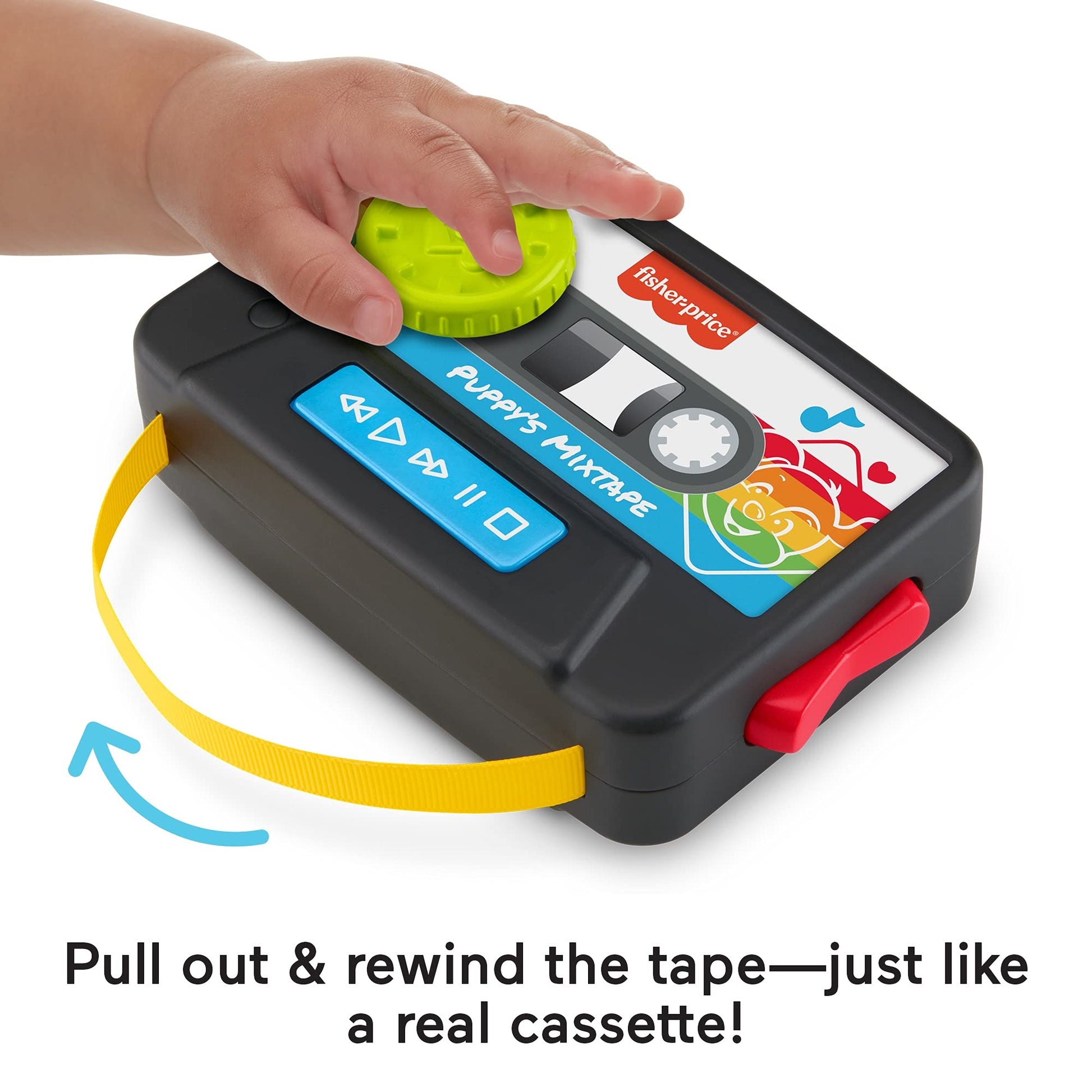 Fisher-Price Laugh & Learn Puppy’s Mixtape toy with colorful buttons and a smiling puppy figure for interactive play and learning.