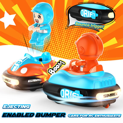 SIMREX Remote Control Bumper Car for Kids, RC Ejecting Bumper Vehicle for Kids, Toys with Light Music Sound, RC Battle Race Car Set of 2 Players, Gift for Toddler Boys and Girls