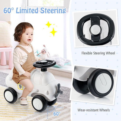 GYMAX Kids Rocking Horse, 3 in 1 Toddler Ride On Car with Detachable Balance Board, Foot to Floor Sliding Car Indoor Rocking Toy for 18-72 Months Boys Girls (White + Grey)