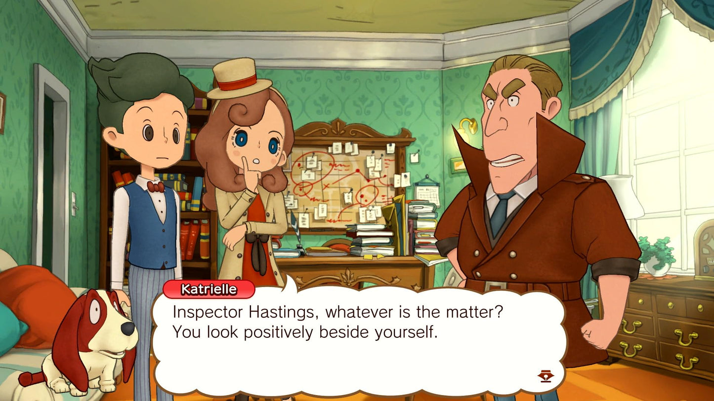 Nintendo Switch game case for Layton's Mystery Journey: Katrielle and the Millionaires' Conspiracy, featuring colorful artwork and character images.
