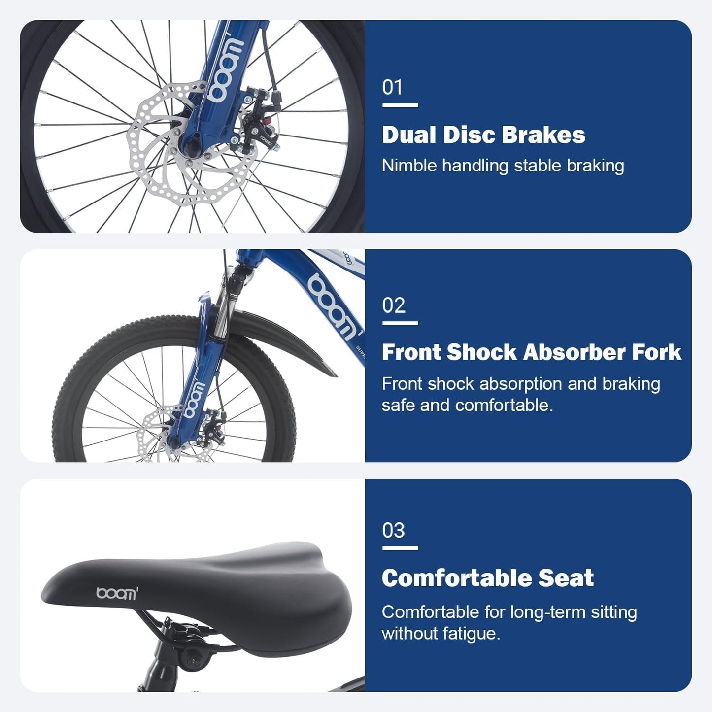 TRIOBLADE Kids Bike 18" 20" 22" Kids Mountain Bike for Boys and Girls Junior Mountain Bikes Children Bicycle with Shock Absorber 12.25-Inch Frame Dual Disc Brake 5-14 Years Old (Blue, 20 inch)