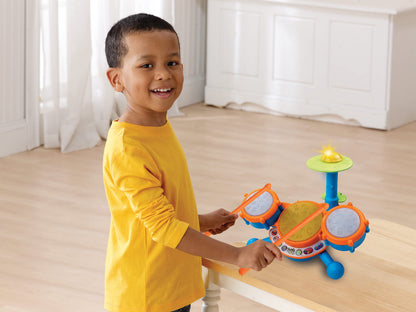 VTech Kidibeats Drum Set with colorful drums and drumsticks, designed for young children to enjoy musical play and rhythm exploration.
