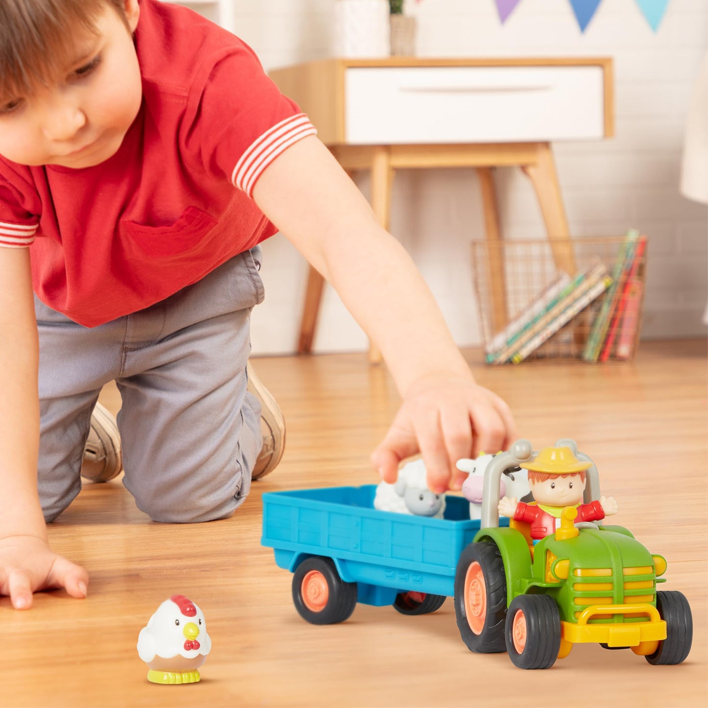 Battat farm toy set with light and sound tractor, trailer, animals, and accessories for toddlers and kids aged 18 months+