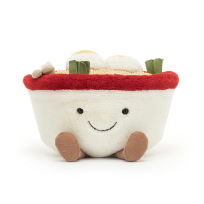 Jellycat Amuseables Ramen stuffed toy, 6.5 inches, featuring a cute plush ramen bowl design with smiling face.