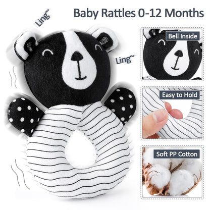 Joyreal Spiral Pram Toys for Babies - Black and White High Contrast Newborn Toy, Car Seat, Rattles, Sensory Cards, Baby Books 0-12 Months Gifts for Girls Boys