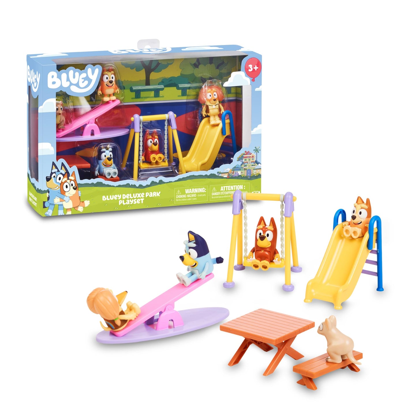 Bluey - Playset, Playset with 5 Series Character Figures and Park Accessories, Swing, Slide, Rocker and Picnic Table, Boys and Girls + 3 Years, Famous (BLY51000)