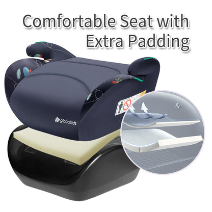 globakids I-Size Booster Car Seat - 125-150cm,Child Booster Seat,Comfortable, Compact & Lightweight,Portable Car Seats for Kids,ECE R129，(Navy)