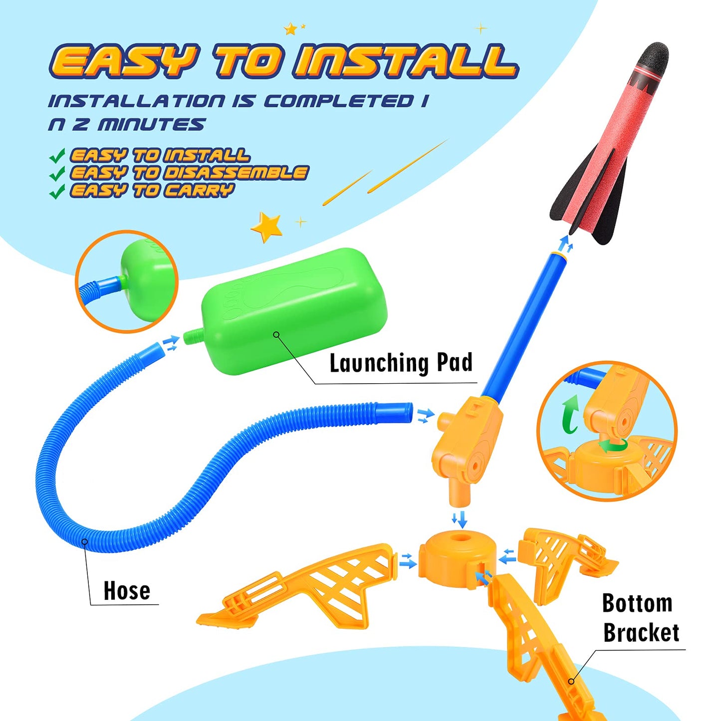 Anginne Kids Toys Age 3-9, Garden Games 3-9 Years Old Boys Girls Gift Outdoor Toy Kids Boys Stomp Toys Rocket